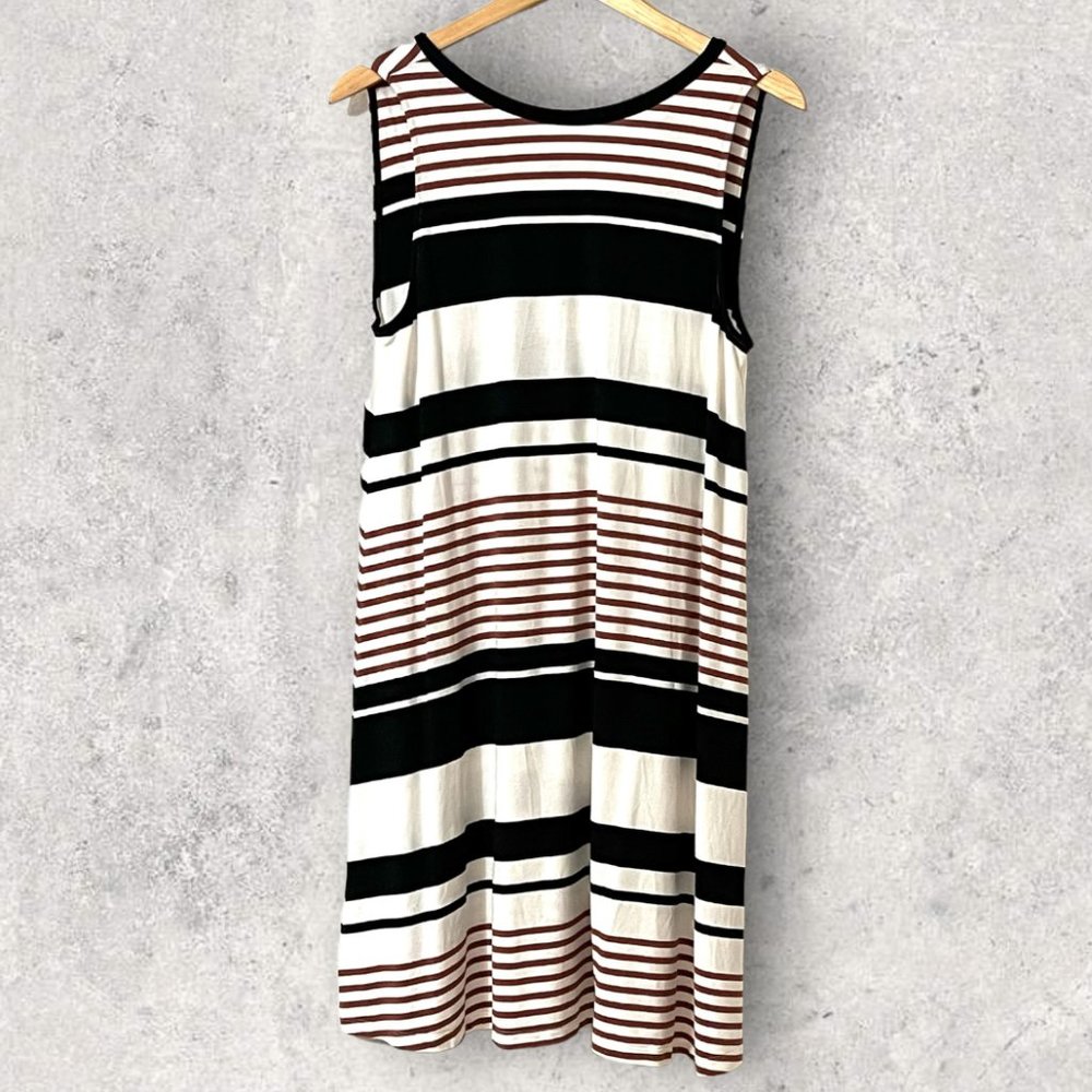 LOFT Women's Dress Sleeveless Striped Size M Pullover Knee Length - Picture 1 of 6